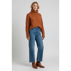 Max Studio Copper Chunky Knit Size Large Ribbed Turtleneck Sweater